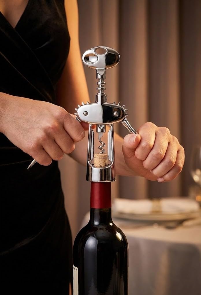 Orret Home Metal Tirbuşon Şarap Açıcı – 304 Paslanmaz Çelik Mantar Kapak Açacağı, Dayanıklı ve Ergonomik Şarap Açma Aparatı