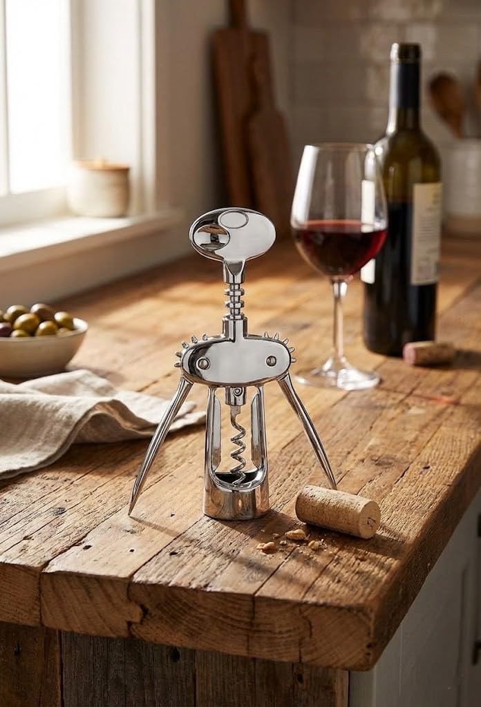 Orret Home Metal Tirbuşon Şarap Açıcı – 304 Paslanmaz Çelik Mantar Kapak Açacağı, Dayanıklı ve Ergonomik Şarap Açma Aparatı