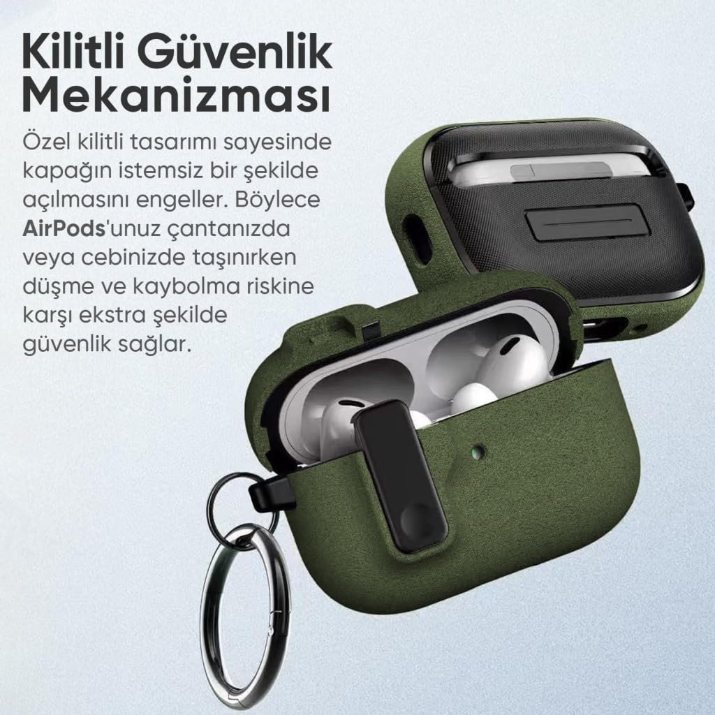 UnDePlus Airpods 4. Nesil ile uyumlu Kılıf Standlı Kilitli TPU Premium Matte Trip Case