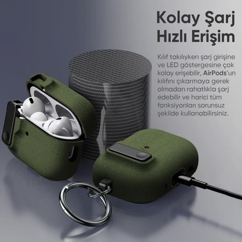 UnDePlus Airpods 4. Nesil ile uyumlu Kılıf Standlı Kilitli TPU Premium Matte Trip Case