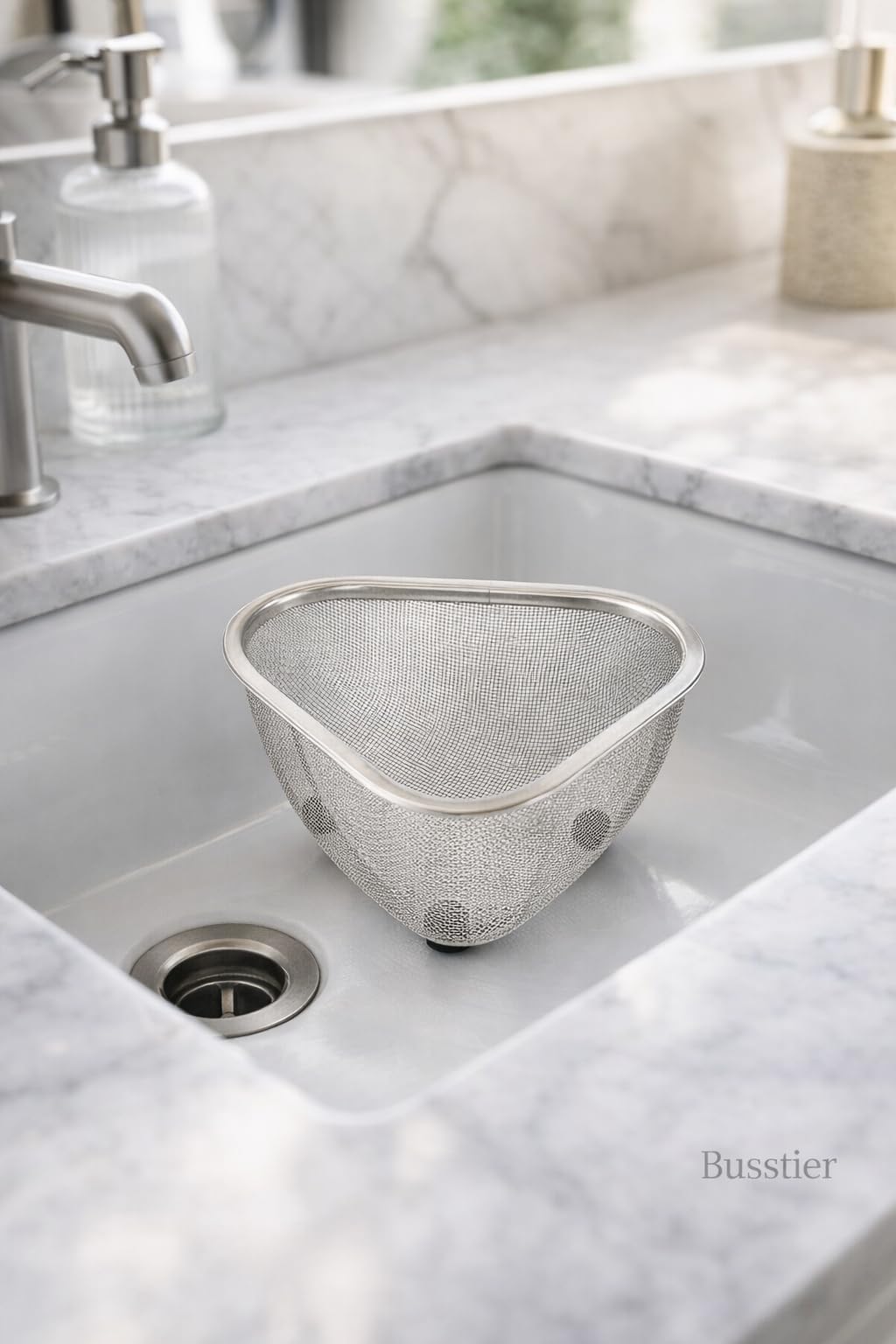 Busstier Ayaklı Lavabo Süzgeci Mutfak ve Banyo İçin Metal File Gider Süzgeci Gıda Artığı ve Saç Tutucu Drenaj Koruyucu