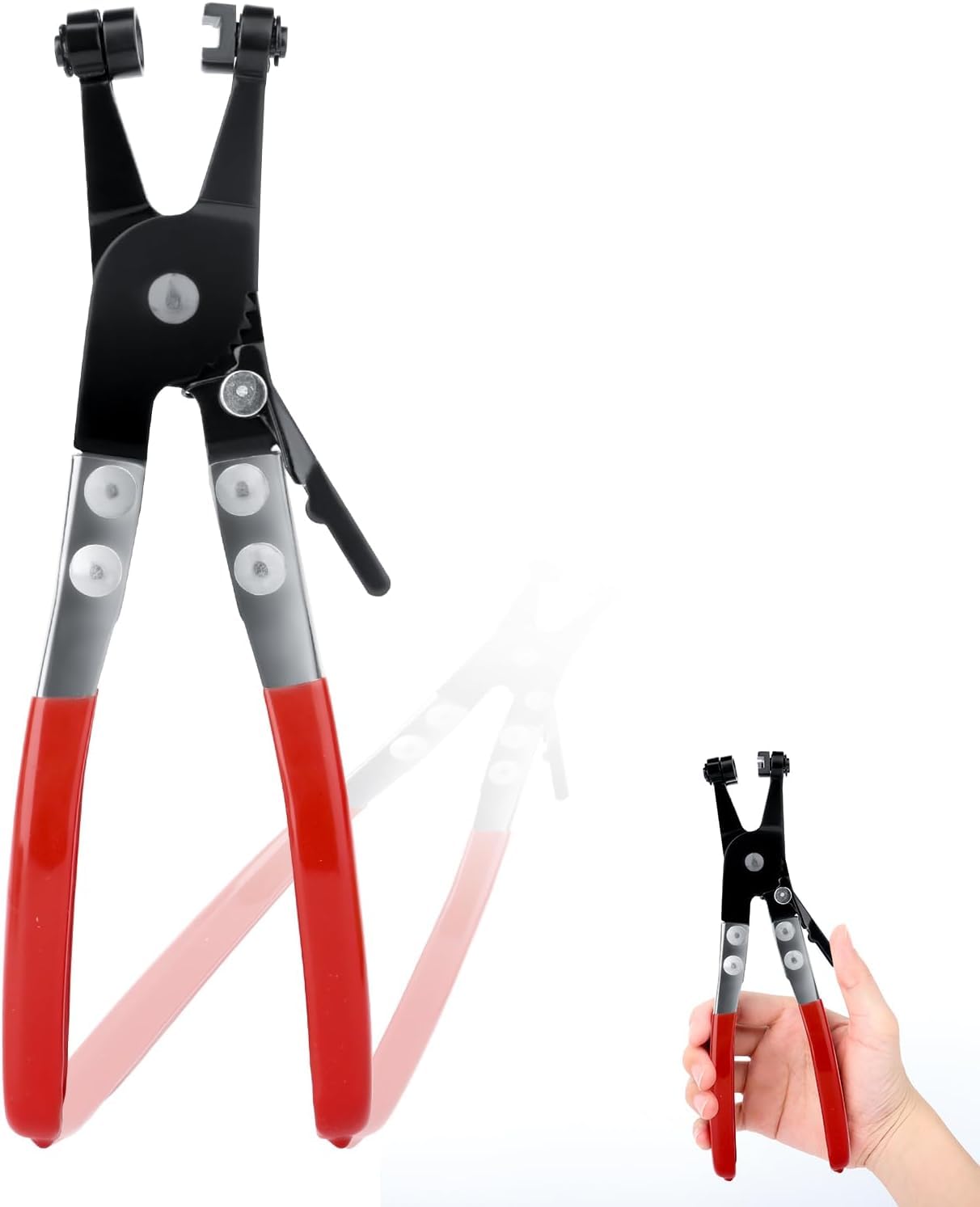 AEE® Hortum Kelepçe Pensesi Düz Boyun – Otomotiv Hortum Kelepçesi Sökme Takma Aparatı – Yaylı Kilitli Mekanizma – Araç Radyatör, Yakıt, Su Hortumu Kelepçe Sökücü El Aleti