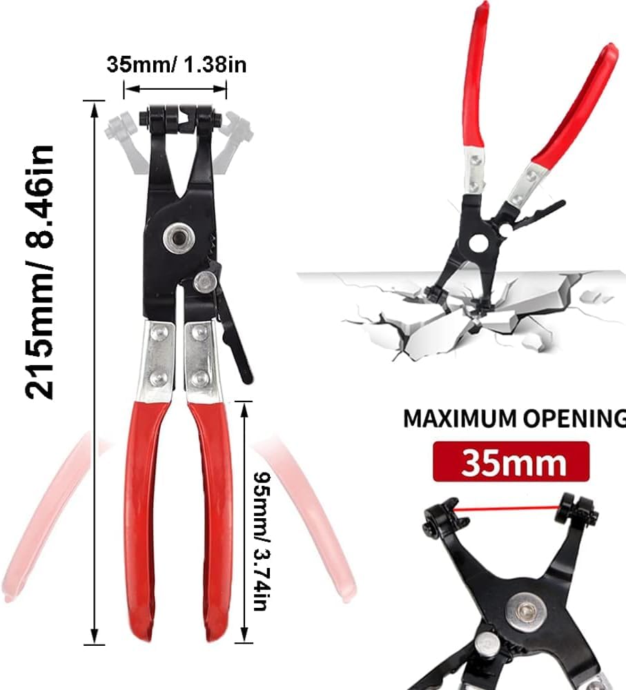 AEE® Hortum Kelepçe Pensesi Düz Boyun – Otomotiv Hortum Kelepçesi Sökme Takma Aparatı – Yaylı Kilitli Mekanizma – Araç Radyatör, Yakıt, Su Hortumu Kelepçe Sökücü El Aleti