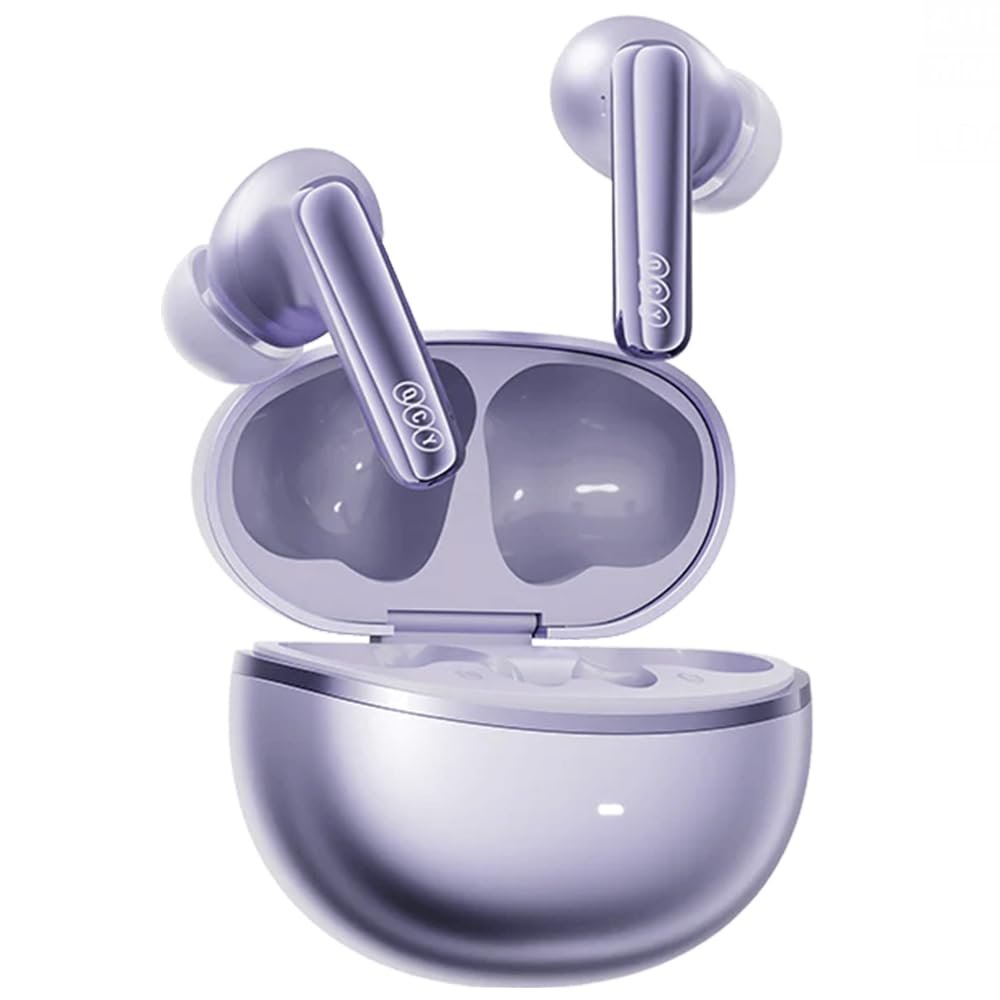 QCY MeloBuds N70 Bluetooth Kulaklık, Hi-Res Audio, LDAC, 50dB Hibrit ANC, Kablosuz Şarj, 50 Saat Pil Ömrü, 6 Mikrofon, Kulakiçi, Mor