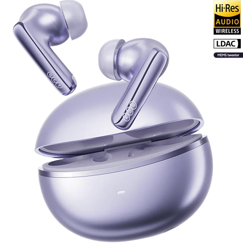 QCY MeloBuds N70 Bluetooth Kulaklık, Hi-Res Audio, LDAC, 50dB Hibrit ANC, Kablosuz Şarj, 50 Saat Pil Ömrü, 6 Mikrofon, Kulakiçi, Mor