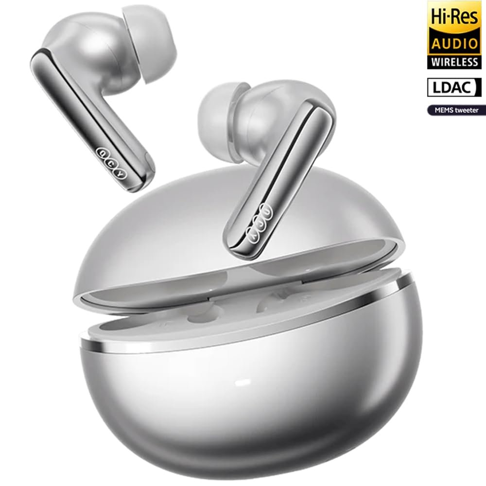 QCY MeloBuds N70 Bluetooth Kulaklık, Hi-Res Audio, LDAC, 50dB Hibrit ANC Gürültü Engelleme, 50 Saat Pil Ömrü, Dual acoustic Drivers Hİ-Fİ Sound, Wreless Charging Support