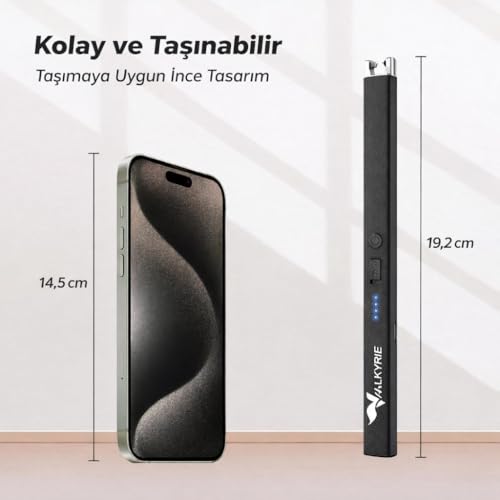 Valkyrie USB Şarjlı Elektrikli Arc Çakmak | Mum İçin | Gazsız | Rüzgar Kırıcı | Çift Emniyetli | Siyah Renk