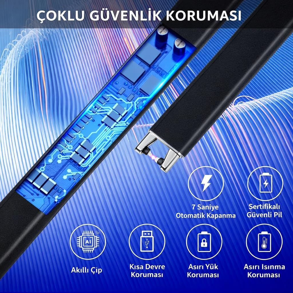 Valkyrie USB Şarjlı Elektrikli Arc Çakmak | Mum İçin | Gazsız | Rüzgar Kırıcı | Çift Emniyetli | Siyah Renk