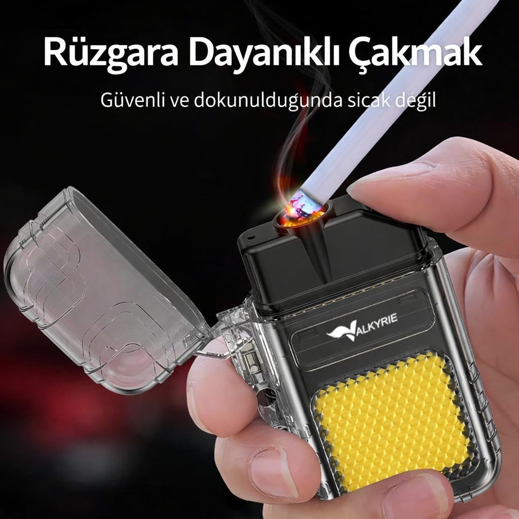 Valkyrie 3 Mod Fenerli USB Type-C Şarjlı 3 Modlu Güçlü COB Işıklı Rüzgara Dayanıklı Isıtıcı Tel Çakmak