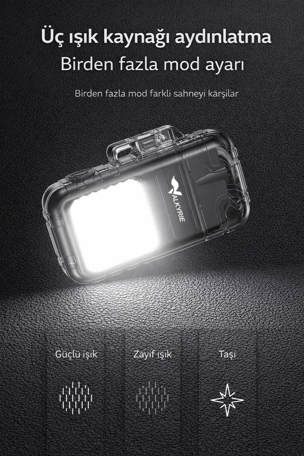 Valkyrie 3 Mod Fenerli USB Type-C Şarjlı 3 Modlu Güçlü COB Işıklı Rüzgara Dayanıklı Isıtıcı Tel Çakmak