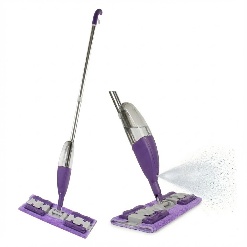 Orret Home Mandallı Sprey Mop Click Mop – Deterjan Hazneli, Mikrofiber Paspas Başlıklı, 360° Dönebilen, Yıkanabilir Başlıklı Zemin Temizleyici Set, Seramik Parke Laminat Uyumlu