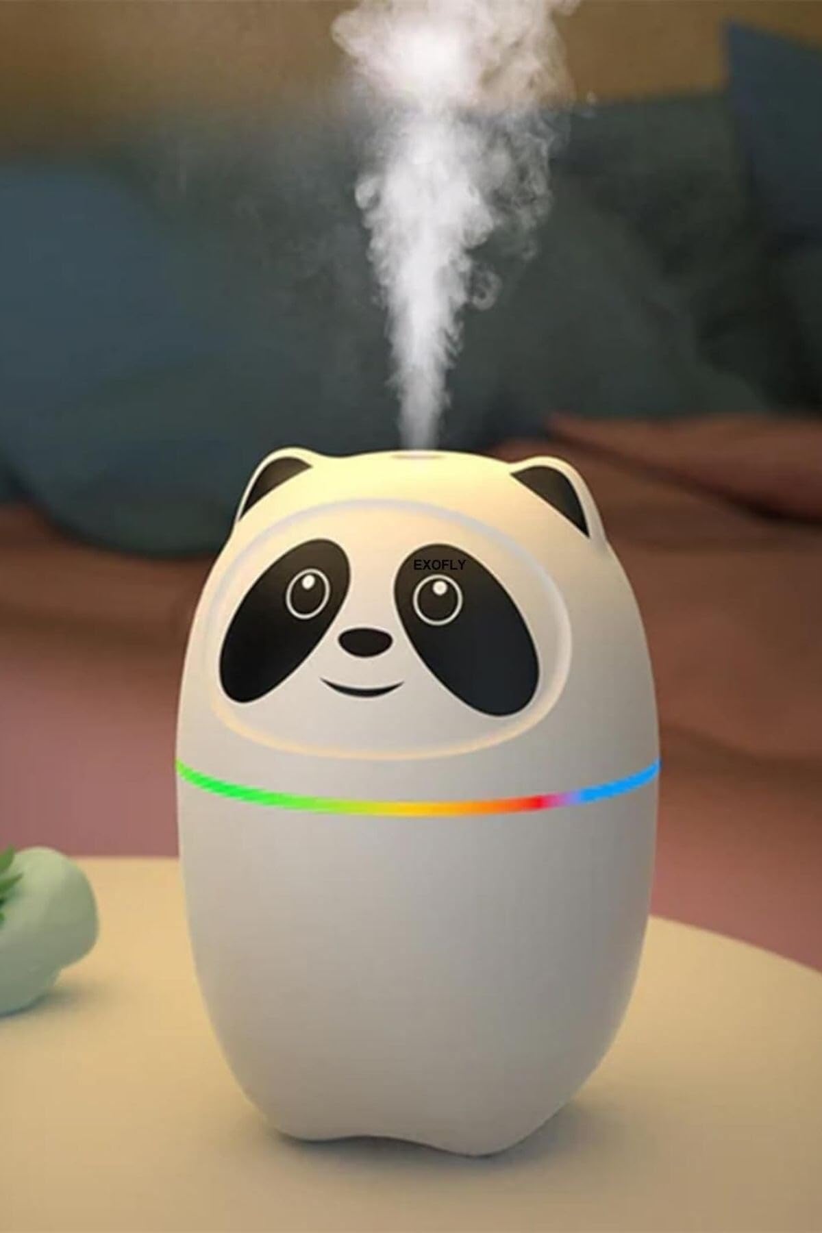 BUFFER Sevimli Panda Figürlü Hava Nemlendirici, Ultrasonik Soğuk Buhar Makinesi, LED Işıklı Masaüstü Oda Nemlendirici