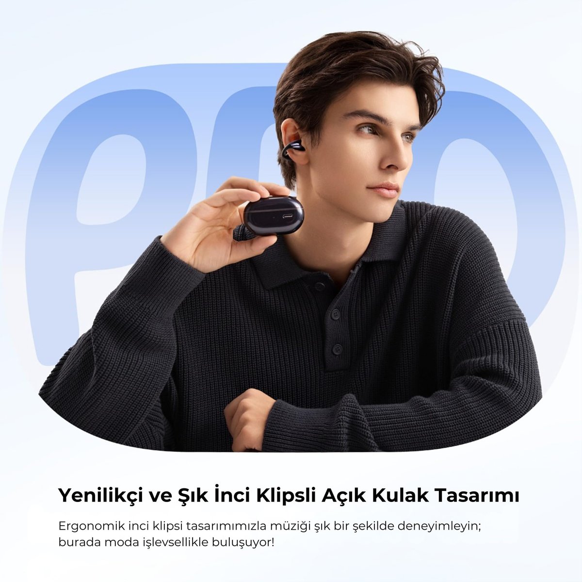 SoundPEATS PearlClip Pro Hi-Res LDAC ENC OWS Kablosuz Bluetooth 6.0 Kulaklık Siyah