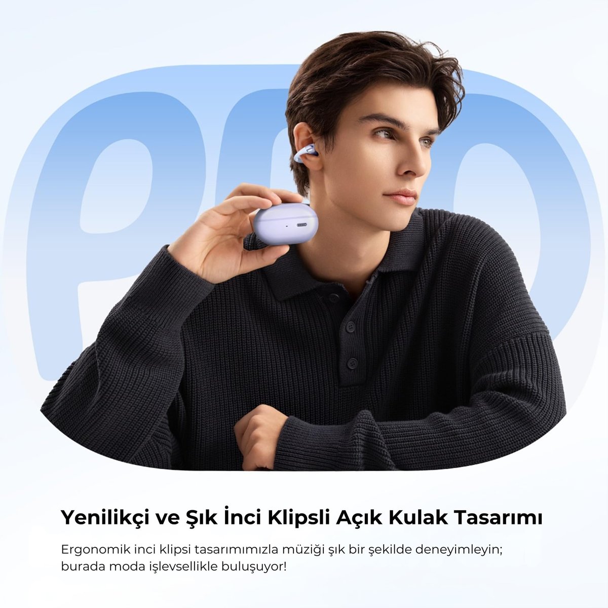 SoundPEATS PearlClip Pro Hi-Res LDAC ENC OWS Kablosuz Bluetooth 6.0 Kulaklık Mor