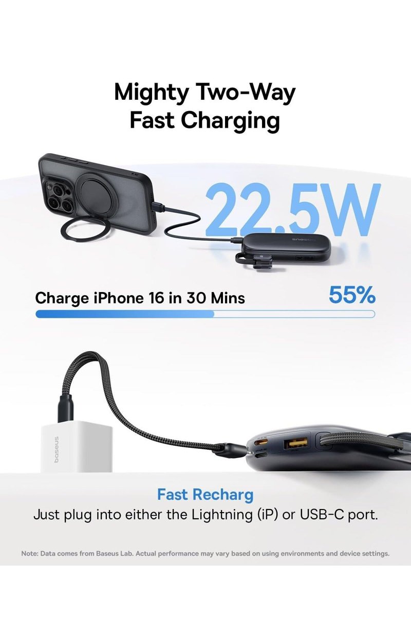 Baseus EnerFill FC21 QPow3 Ultra Dijital Göstergeli Powerbank 10.000 mAh 22.5W - Siyah