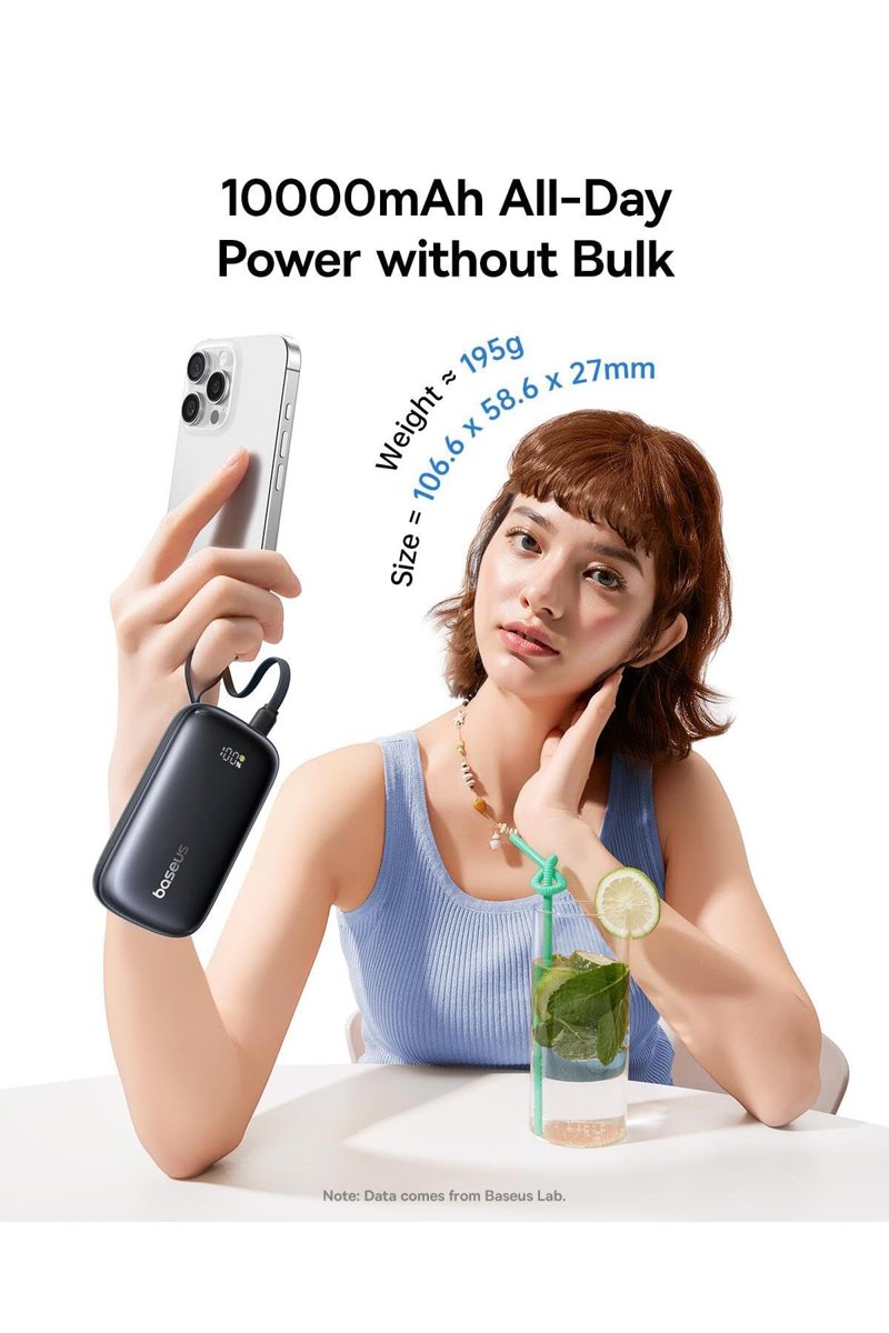 Baseus EnerFill FC21 QPow3 Ultra Dijital Göstergeli Powerbank 10.000 mAh 22.5W - Siyah
