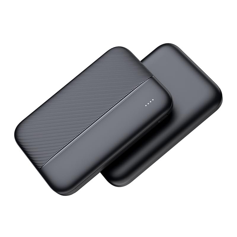 5000 mAh] Hızlı Şarj Destekli Powerbank - Taşınabilir Şarj Cihazı, Siyah Karbon Desenli