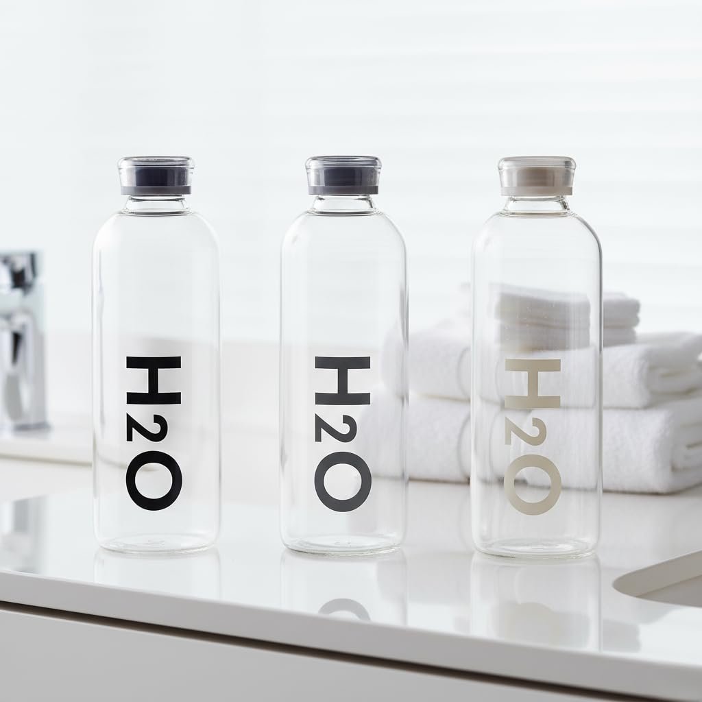 Deconox 1000 ml Renkli Kapaklı Borosilikat Cam Matara, Sızdırmaz Çevirmeli Vakumlu Kapaklı Suluk, Isıya Dayanıklı Geniş Ağızlı Detoks ve Su Şişesi (BPA İçermez) (BEYAZ)