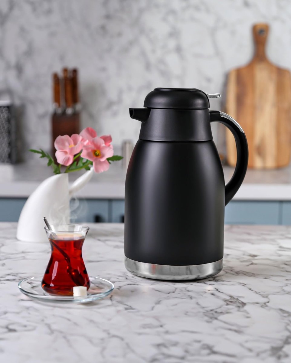 Penguen New Titanium Siyah 2 Litre Çift Katlı Çelik Termos Mandallı