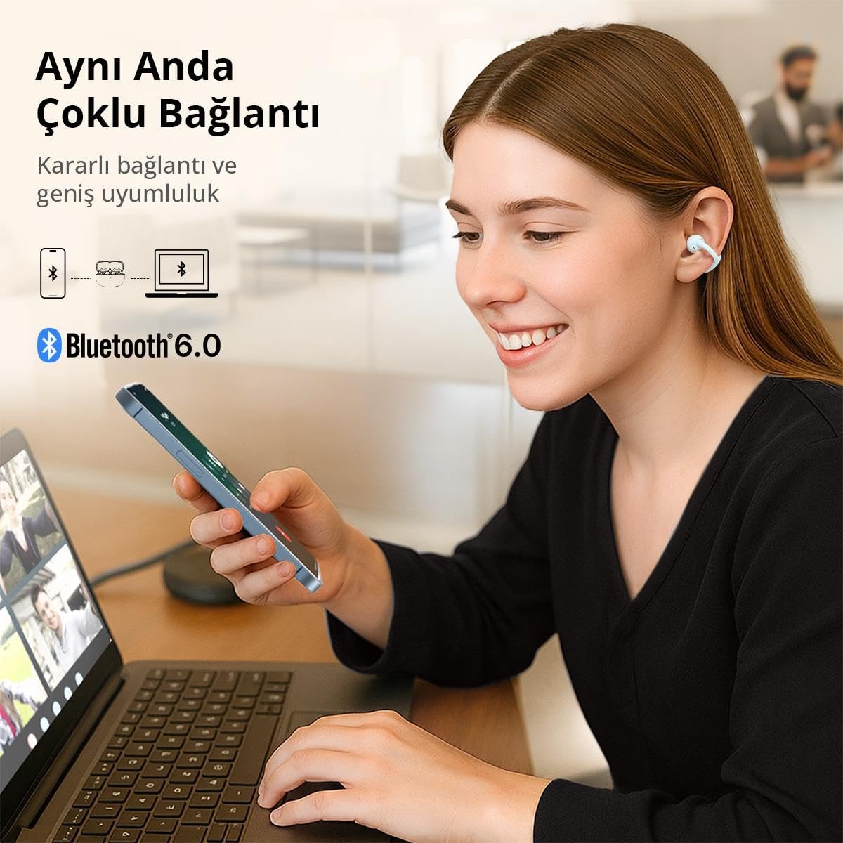 Earfun Clip Open Ear Adaptif Konforlu Kulaklık - Bluetooth 6.0-40 Saat Oynatma Süresi - IP55 - Beyaz (EarFun Türkiye Garantili)