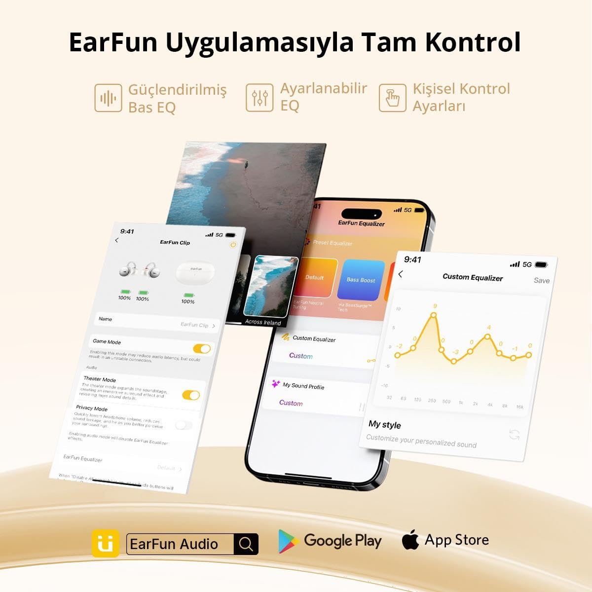 Earfun Clip Open Ear Adaptif Konforlu Kulaklık - Bluetooth 6.0-40 Saat Oynatma Süresi - IP55 - Beyaz (EarFun Türkiye Garantili)