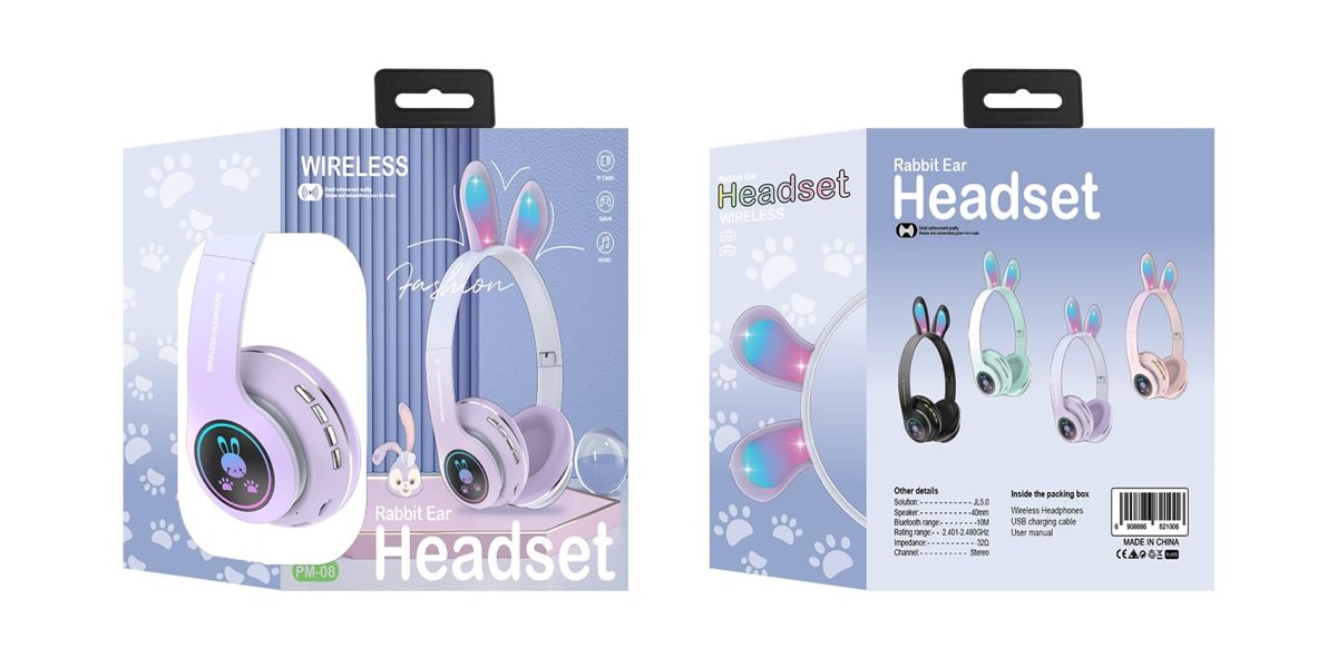 Tavşan Kulaklı Bluetooth Kulaklık, Renkli LED Işıklı, 5.0 Versiyon, Ayarlanabilir Büyüklük, Hafıza Kart Girişli, 40mm Kulaklık, 6 Saat Kullanım Süresi, BASS TİZ MÜTHİŞ SES (TURKUAZ)