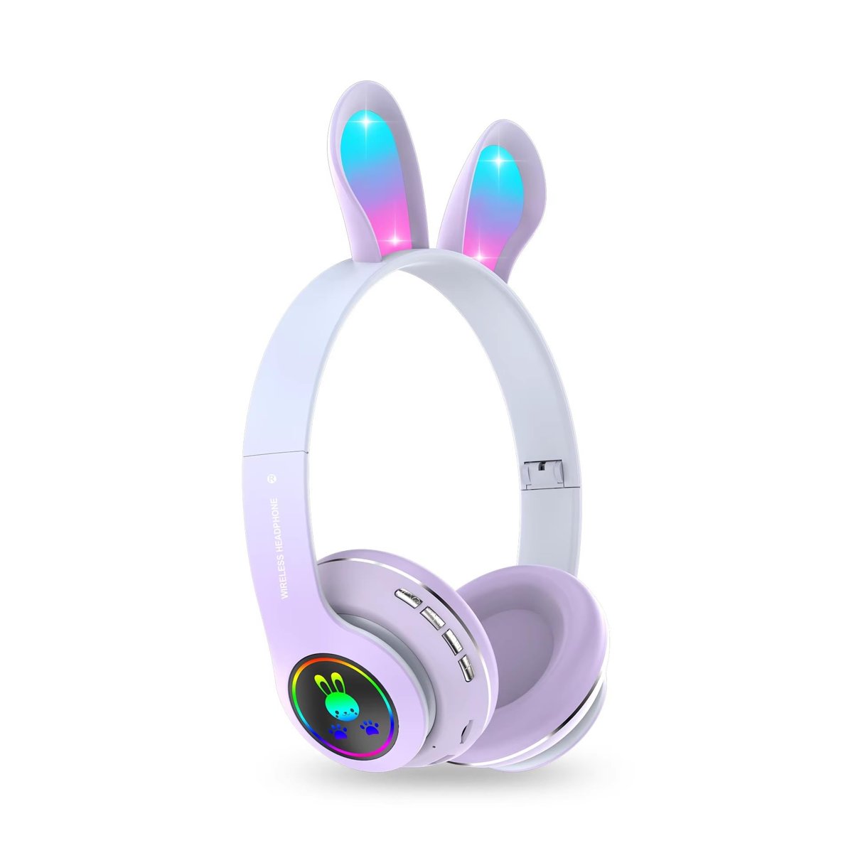 Tavşan Kulaklı Bluetooth Kulaklık, Renkli LED Işıklı, 5.0 Versiyon, Ayarlanabilir Büyüklük, Hafıza Kart Girişli, 40mm Kulaklık, 6 Saat Kullanım Süresi, BASS TİZ MÜTHİŞ SES (LİLA MOR)