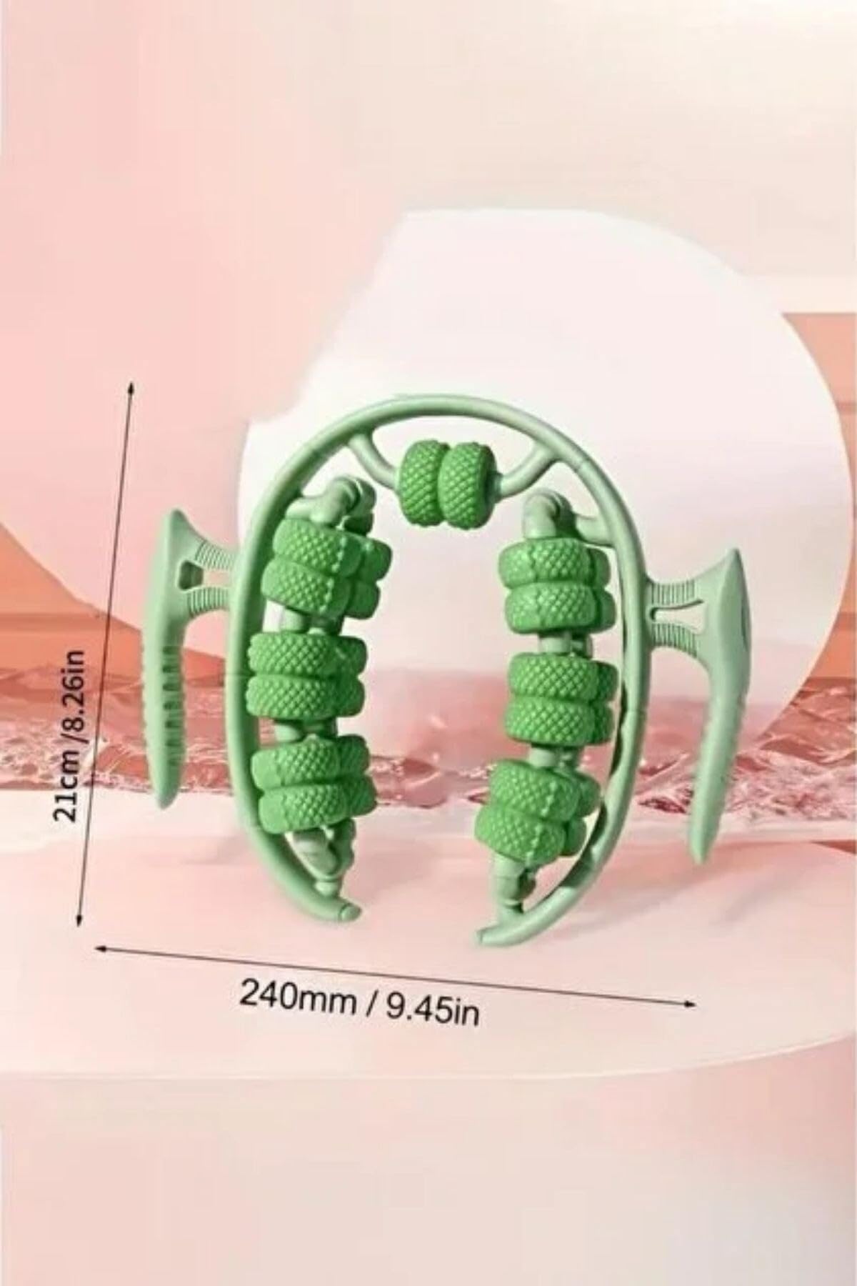 BUFFER 13 Tekerlekli Dairesel Lenfatik Masaj Roller, Selülit Giderici, Cilt Sıkılaştırıcı, Bacak Kol Sırt Masaj Aleti, Yeşil, 240mm x 210mm