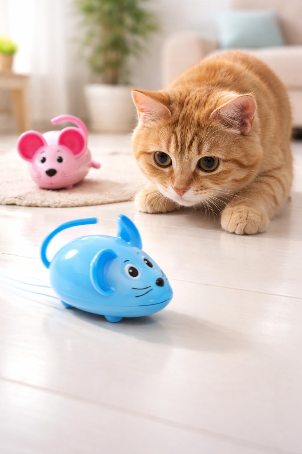 Busstier Kurmalı Fare Oyuncak Kedi Köpekler İçin Çok Renkli Hareketli Zeka Geliştirici Pilsiz İnteraktif Evcil Hayvan Oyuncağı