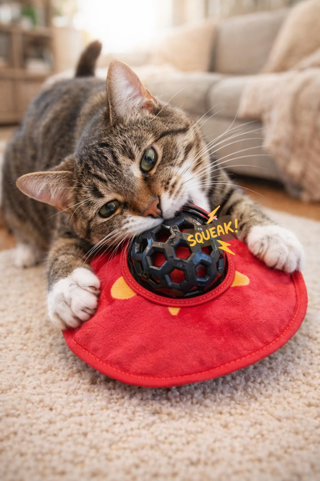 Busstier Çok Renkli Sesli Kedi Köpek Oyuncağı Ödül Mamaları İçin Zeka Geliştirici Puzzle Mama Topu Isırınca Ses Çıkaran Vıcır Vıcır Hışırtılı İnteraktif Oyun