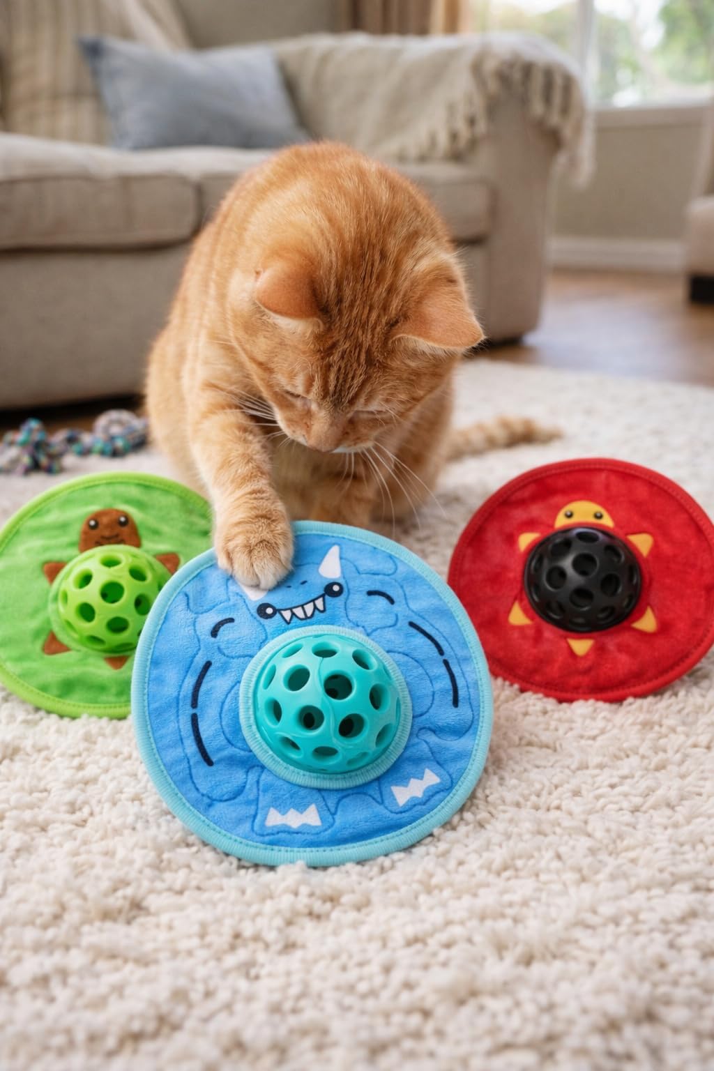 Busstier Çok Renkli Sesli Kedi Köpek Oyuncağı Ödül Mamaları İçin Zeka Geliştirici Puzzle Mama Topu Isırınca Ses Çıkaran Vıcır Vıcır Hışırtılı İnteraktif Oyun