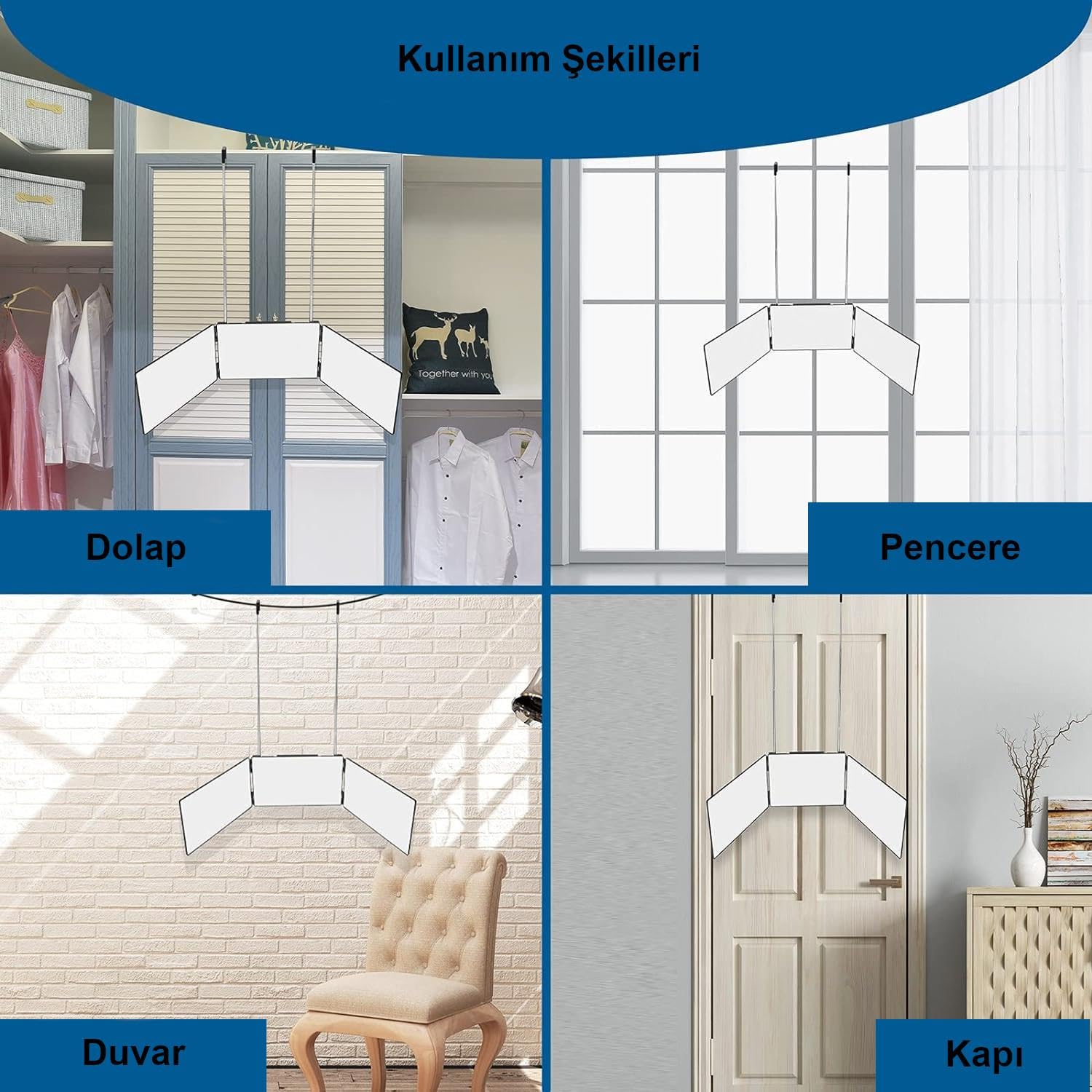 Valkyrie LED Işıklı Şarjlı 360° 3 Yön Kişisel Saç Sakal Kesimi Berber Aynası - Teleskopik Duvar Askısı - Katlanabilir Tasarım - Makyaj, Sakal Saç Tasarımı