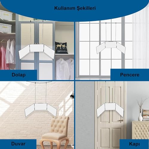 Valkyrie LED Işıklı Şarjlı 360° 3 Yön Kişisel Saç Sakal Kesimi Berber Aynası - Teleskopik Duvar Askısı - Katlanabilir Tasarım - Makyaj, Sakal Saç Tasarımı