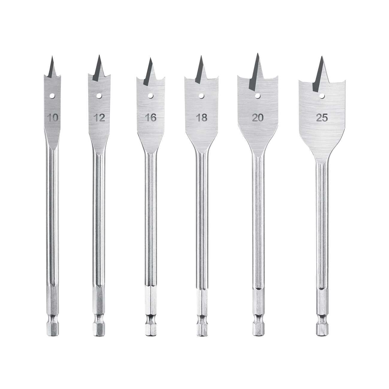 Orret Home 6'lı Yaprak Matkap Ucu Seti – Ahşap Delme Uçları, Geniş Ağızlı Punch Seti, Yüksek Karbon Çelik, Sert Ahşap ve Yumuşak Ağaçlar İçin, Dayanıklı Delici Uç Takımı