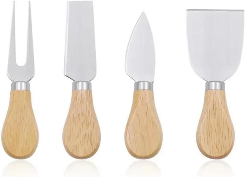 Orret Home 4’lü Mini Peynir Kesme ve Servis Seti – Ahşap Saplı Peynir Bıçakları, Sert ve Yumuşak Peynirler İçin Uygun, Şık Sunum ve Atıştırmalık Servis Aleti, Mutfak ve Sofra Sunum Seti