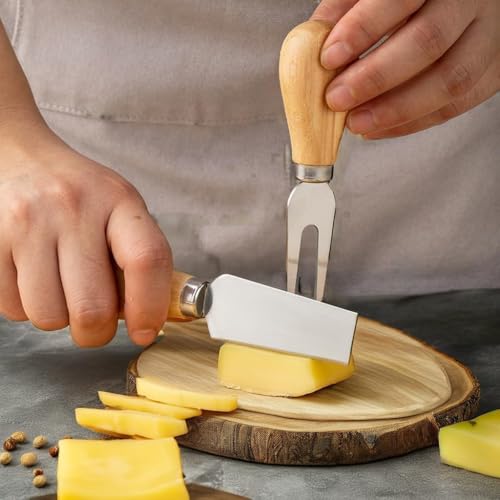 Orret Home 4’lü Mini Peynir Kesme ve Servis Seti – Ahşap Saplı Peynir Bıçakları, Sert ve Yumuşak Peynirler İçin Uygun, Şık Sunum ve Atıştırmalık Servis Aleti, Mutfak ve Sofra Sunum Seti