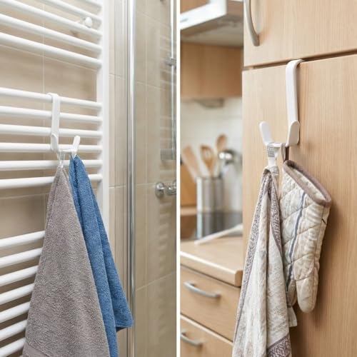 Orret Home 2’li Çift Kancalı Plastik Havlupan Askısı – Dolap ve Petek Uyumlu Askı Aparatı, Pratik Havlu ve Giysi Askısı, Delmeden Takılan Banyo Askılığı, Dayanıklı Plastik Kanca Seti