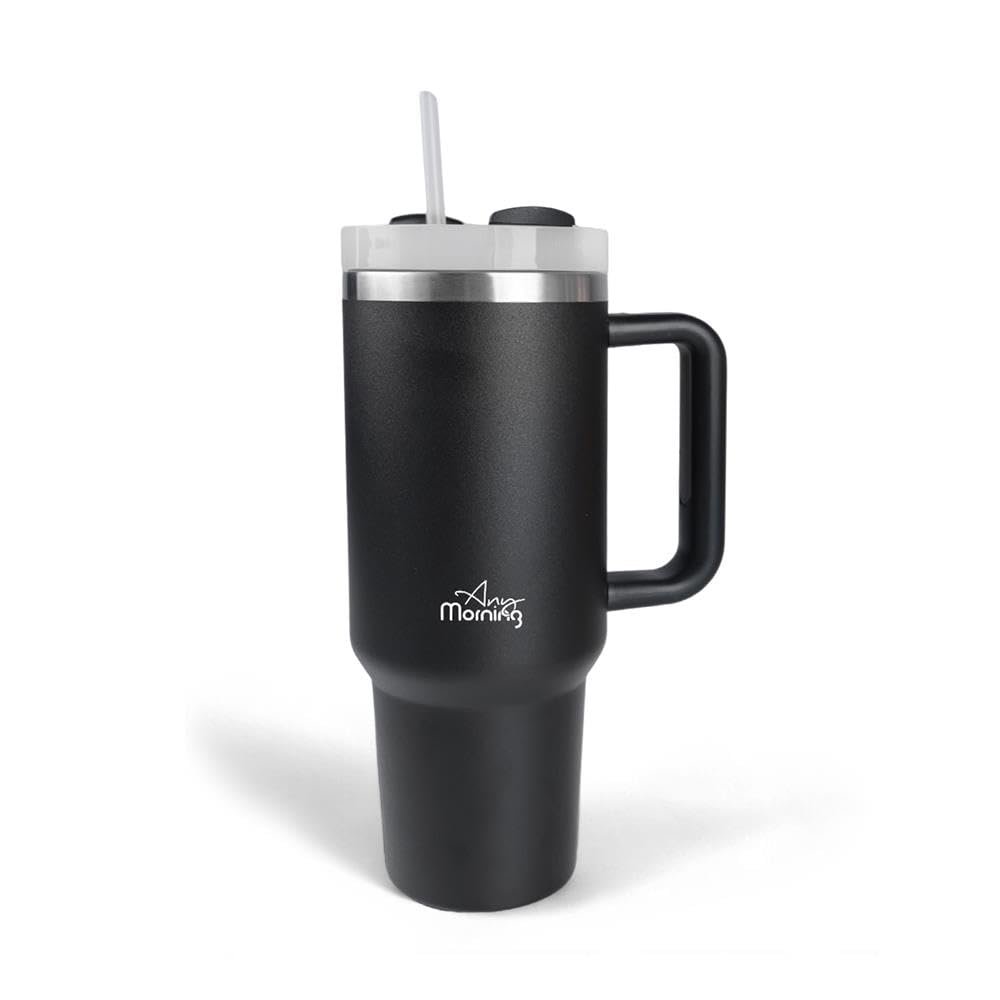 Any Morning Vaha 1200 ml Üç Kademe Çevirmeli Kapaklı Çift Katman Çelik Termos Mug Siyah SI2440217