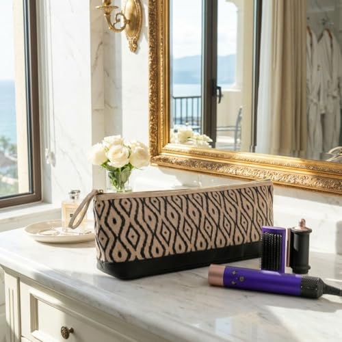 Orret Home Bohem Desen Saç Şekillendirici Organizer Çantası – Isıya Dayanıklı Maşa ve Düzleştirici Taşıma Kılıfı, Fermuarlı, Seyahat İçin Pratik Güzellik Aleti Çantası