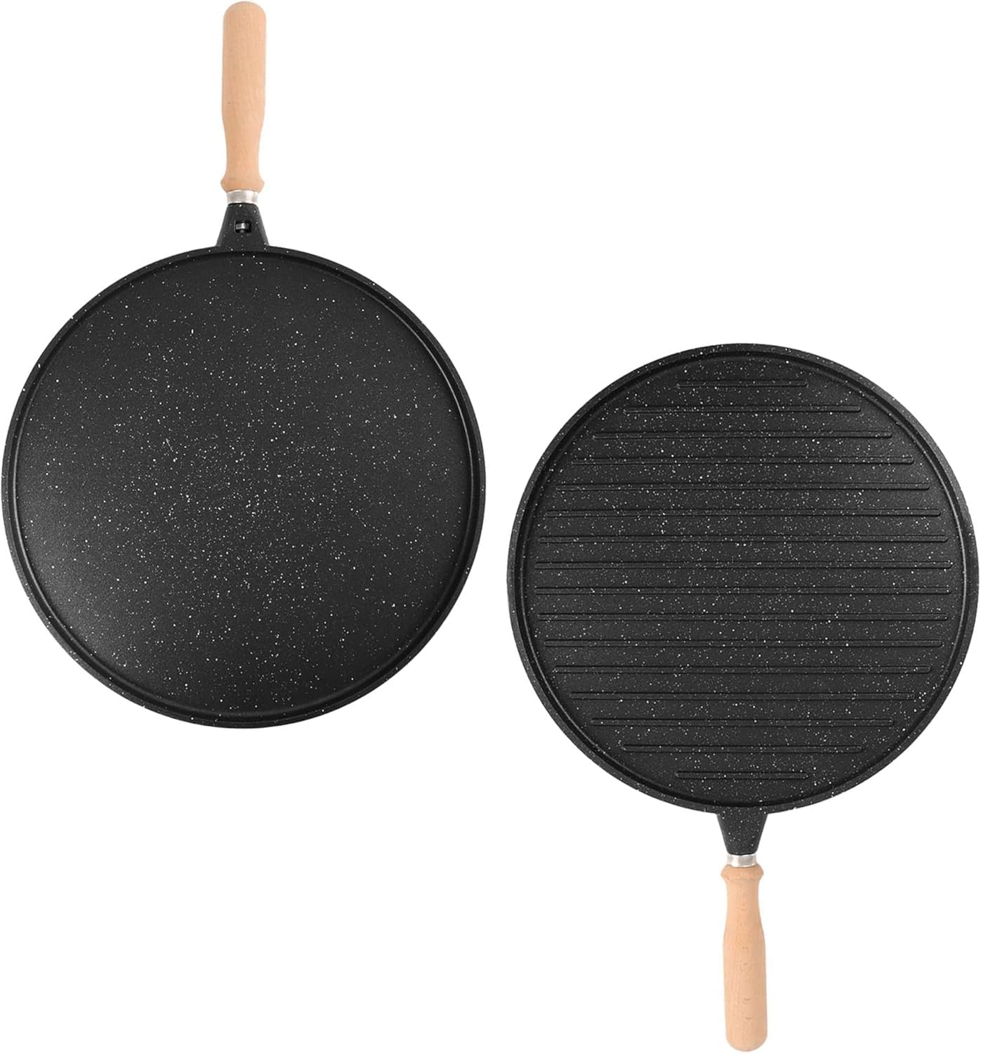 Orret Home 34 Cm Granit Döküm Çift Taraflı Gözleme ve Izgara Tavası Bazlama Tavası Çıkarılabilir Saplı Fırın Tepsisi Olarak Kullanılabilir