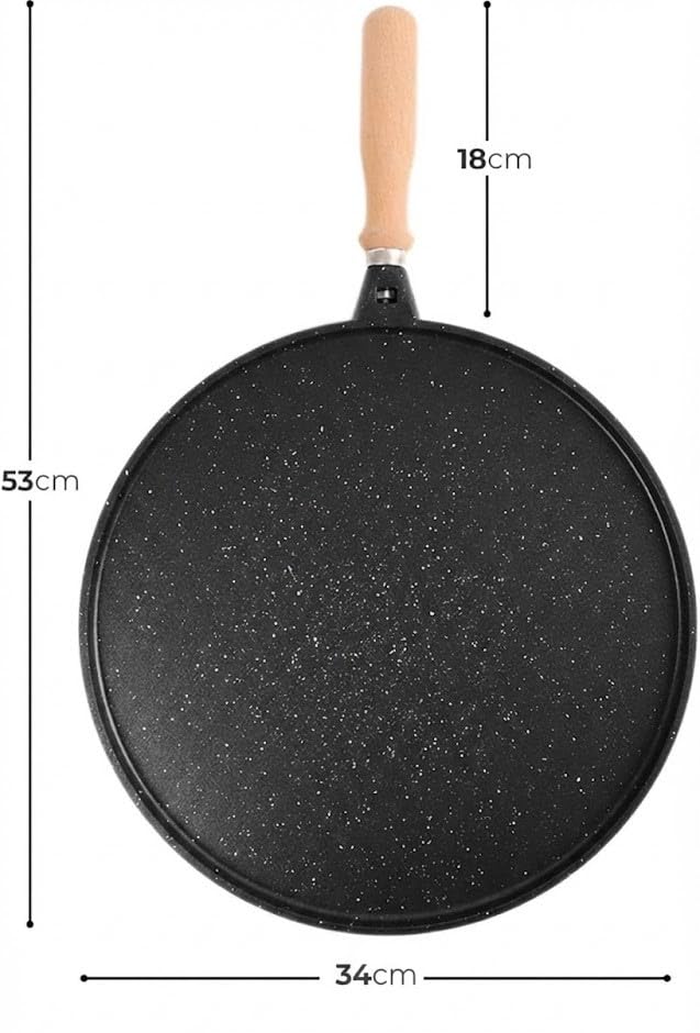 Orret Home 34 Cm Granit Döküm Çift Taraflı Gözleme ve Izgara Tavası Bazlama Tavası Çıkarılabilir Saplı Fırın Tepsisi Olarak Kullanılabilir