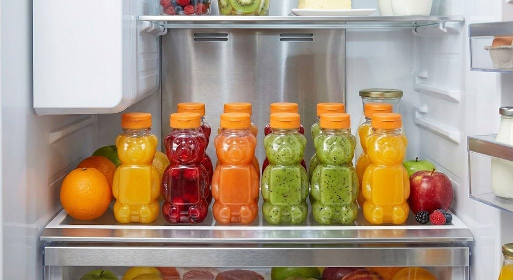 Orret Home 10 Adet 250 ml Ayıcık Şeklinde Pet Şişe BPA İçermez Ayıcıklı Şişe Meyve Suyu ve Su Şişesi Okul Kreş Piknik ve Günlük Kullanım İçin