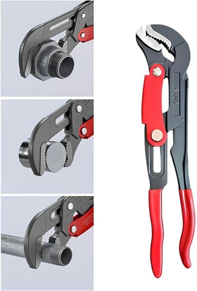 AEE® 33 cm Çeneli Düğmeli Boru Anahtarı – Papağan Pense S Tipi, Yaylı Ayarlı Cobra Musluk Anahtarı, Fort Tip Boru Sıkma Anahtarı