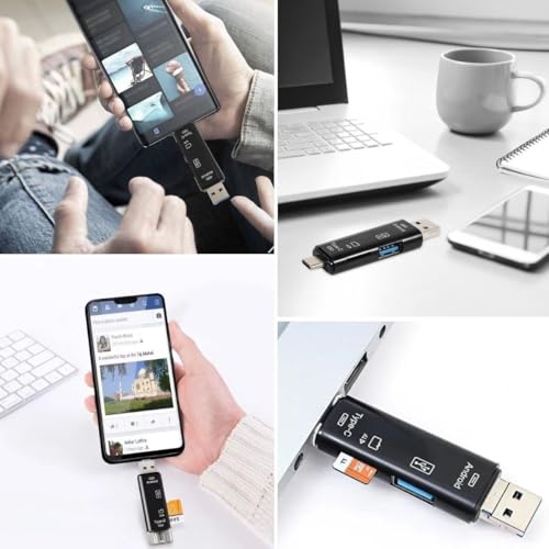 BUFFER 5'i 1 Arada Çok Fonksiyonlu USB 2.0 Micro SD Kart Okuyucu, USB/Micro USB/Type-C Çıkışlı, OTG Çevirici