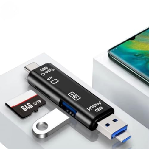 BUFFER 5'i 1 Arada Çok Fonksiyonlu USB 2.0 Micro SD Kart Okuyucu, USB/Micro USB/Type-C Çıkışlı, OTG Çevirici