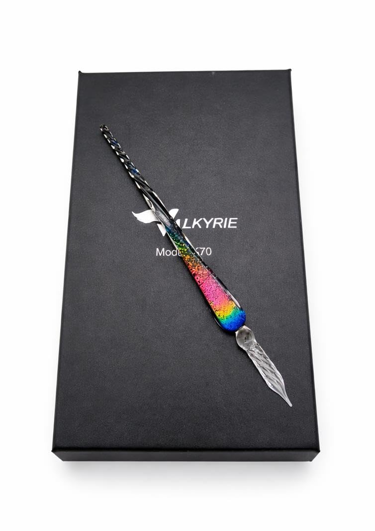 Valkyrie Gökkuşağı Cam Kalem Seti 12 Renk Mürekkep Hediyeli – Kristal Dip Pen Kaligrafi, Sanat ve Hobi Kalemi