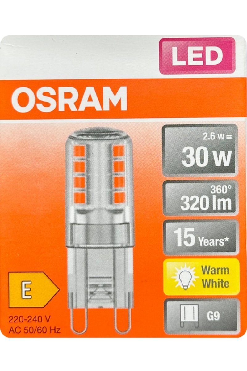 Osram LED Kapsül Ampul, 2,6W (30W), 2700K Sarı Işık, G9 Duylu