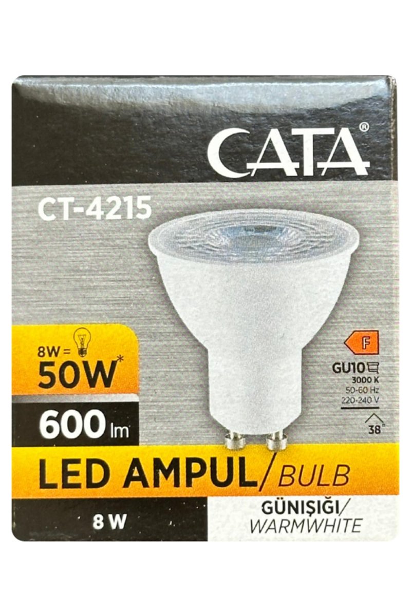 Cata 8W (50W) 3000K Sarı Işık GU10 Duylu LED Spot Ampul
