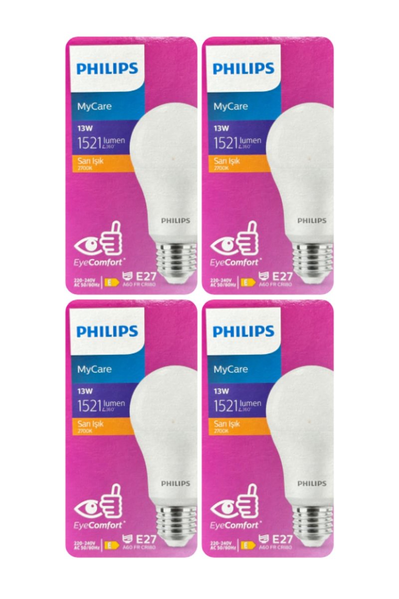 Philips MyCare 13W Sarı Işık E27 Duylu LED Ampul, 4 Adet