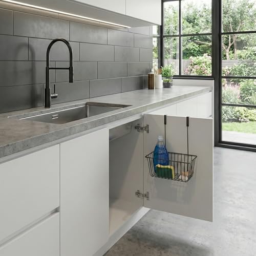 Orret Home Dolap İçi Asılabilir Metal Organizer Deterjan Organizeri – Dolap Kapağına Asılabilir Raf, Mutfak ve Banyo Temizlik Malzemesi Düzenleyici, Metal Askılı Kapak İçi Organizer